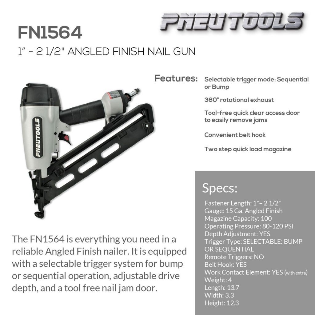 Finish nailer durable, tough, depth adjustment angle 15 degree gun